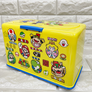 กล่องเก็บหน้ากากอนามัย ลาย Super Mario สีเหลือง ขนาด 21.8 x 13 x 11.8 ซม. ใส่หน้ากากแบบแนวนอนได้ 60 แผ่น