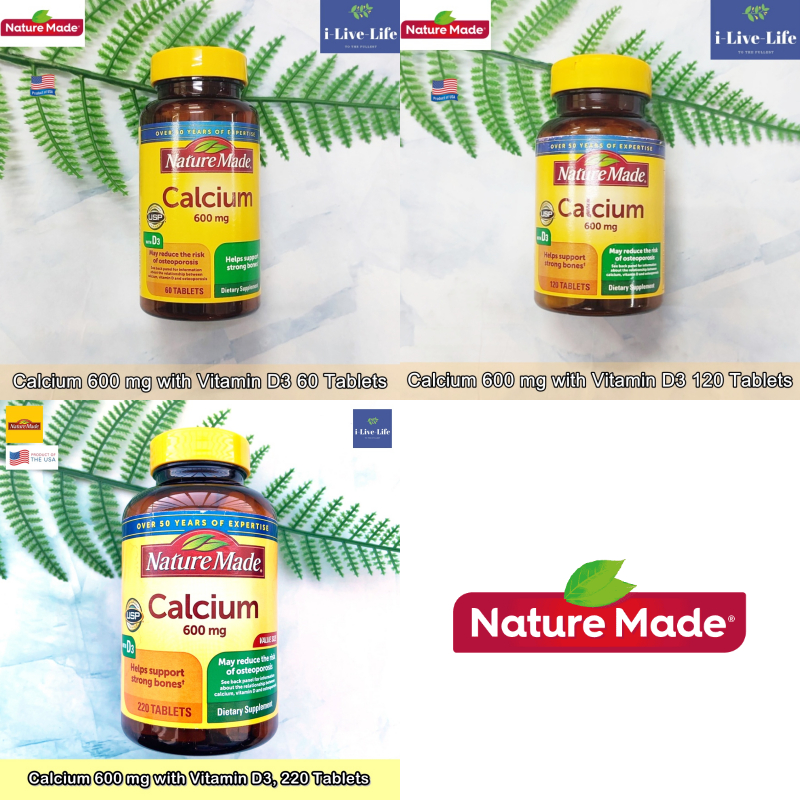 แคลเซียม วิตามินดี3 Calcium 600 mg with Vitamin D3 - Nature Made