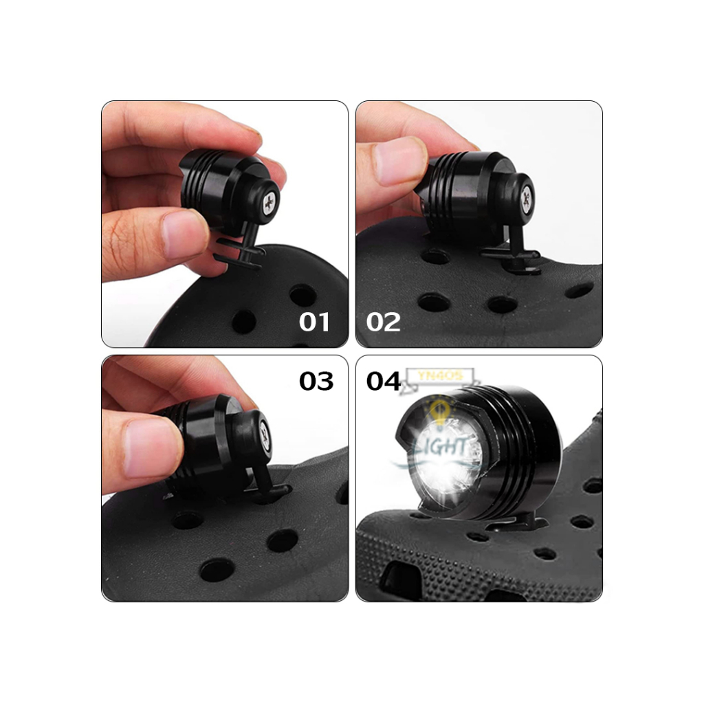 ไฟติดรองเท้า LED สําหรับติดด้านหน้า DIY ตกแต่ง กันน้ำได้ เหมาะวิ่งกลางคืนแคมป์ปิ้ง - รูปที่ 7