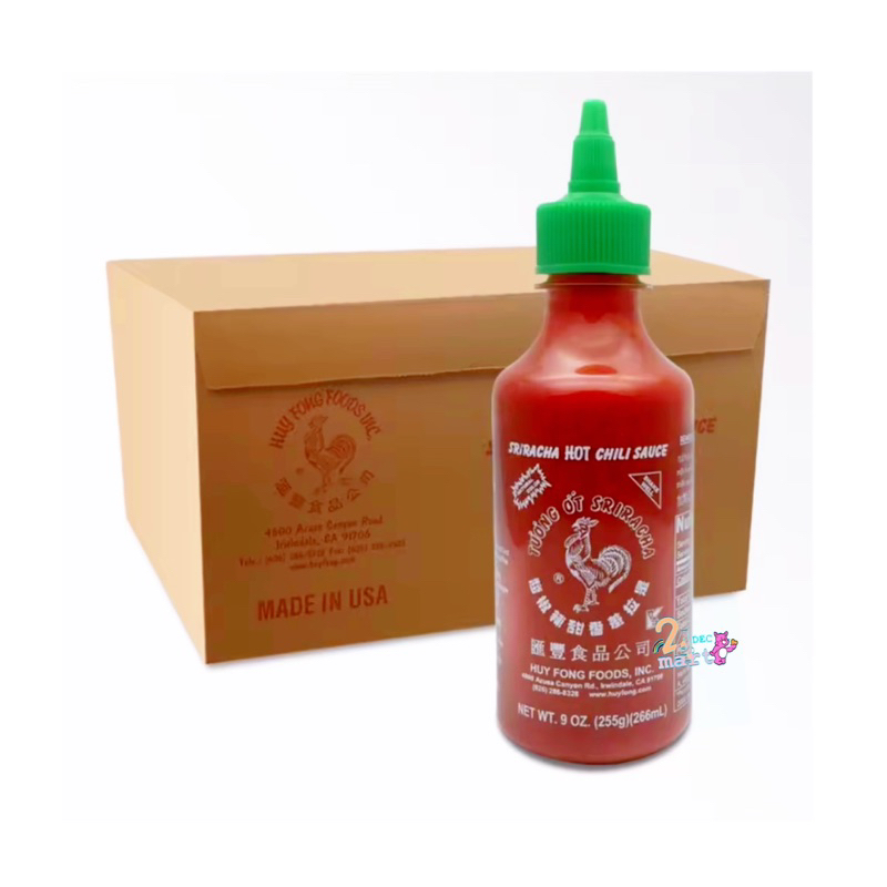 (1ลัง 24 ขวด) bb 07/2024 ซอสพริกคีโต ซอสศรีราชา ตราไก่ ขนาด 266 ml ( keto ) Huy Fong Sriracha Hot Ch