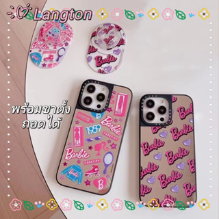 🌈Langton🌸ขาตั้ง ถอดได้ การ์ตูน Barbie doll iphone 11 14 pro max ป้องกันการหล่น เส้นขอบโปร่งใส case for iPhone 12 13