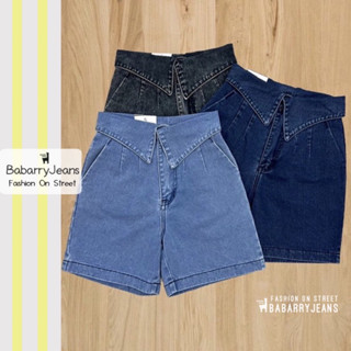 BabarryJeans กางเกงยีนส์สามส่วน มีบิ๊กไซส์ S-6XL ขอบพับ เอวสูง เก็บพุง เก็บทรงสวย