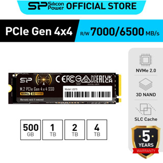 Silicon Power US75 NVMe PCIe Gen4x4 M.2 2280 SSD, Read 7,000MB/s Write 6,500MB/s สำหรับ Laptop และ PC