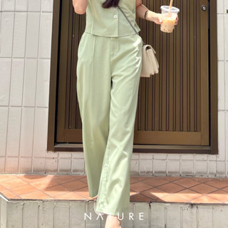 🍎 ลด45.-โค้ดWYQESS🍋nature.bkk - PT1994 กางเกงขายาวกระดุมคู่ Double button pants