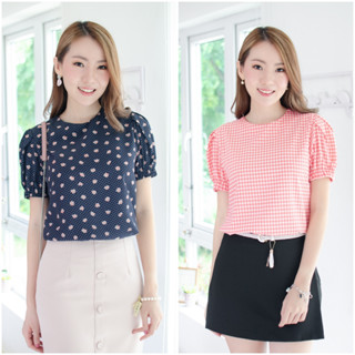 *RE*Narinari : MT3016 Puff Sleeve Blouse เสื้อแขนตุ๊กตาจั๊มยางยืดแขน (ใช้โค้ด NARISP9 ลดทันที 65.- เมื่อช็อปครบ 500.-)