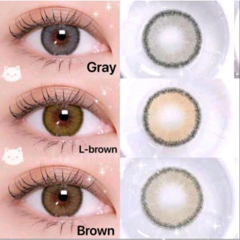คอนแทคเลนส์ รุ่น Mini Olivia by Kitty kawaii มินิ มี3สี เทา/ตาล/L-brown มีค่าสายตา (0.00)-(-10.00)