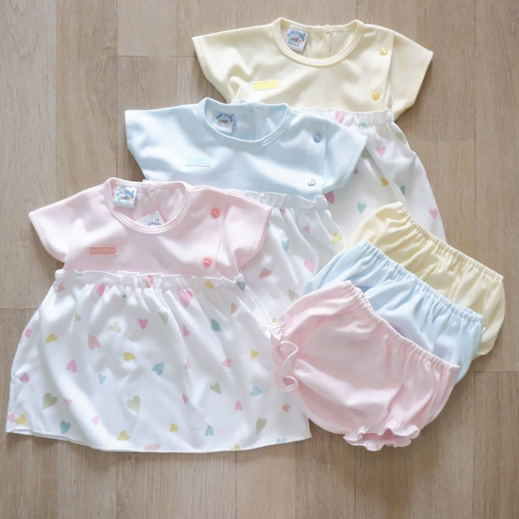 ชุดกระโปรง กางเกง ลายหัวใจพื้นสี