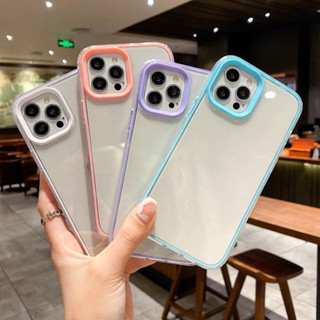 เคสประกบกันขอบหน้าโล่ง ไม่ทึบ เคสใสขอบสีกันกระแทก สีม่วง ฟ้า