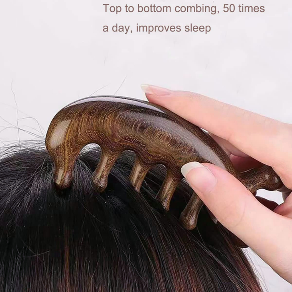 🔥หวีไม้จันทร์หอมแท้ 100%🔥หวีแบบจ้าวลู่ซือ ลดผมร่วง ลดอาการปวดหัวไมเกรน ไม้ซี่ห่าง ป้องกันไฟฟ้าสถิตย์ ผมตรงแก้ผมพันกัน - รูปที่ 5