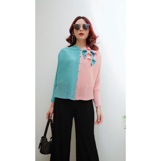เสื้อพลีททูโทน🌀pleated top