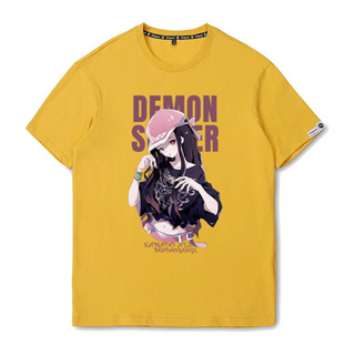 เสื้อผ้าแฟชั่นผู้ชายเสื้อยืด Demon Slayer เสื้อยืดการ์ตูนอะนิเมะเสื้อผ้าประตูเตา Nezuko ญี่ปุ่นแขนคู่