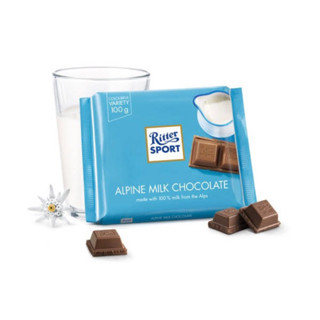 Ritter sport Alpine milk chocolat 100g. ริทเทอร์สปอร์ท ช็อกโกแลตนม นำเข้าจากเยอรมัน🇩🇪