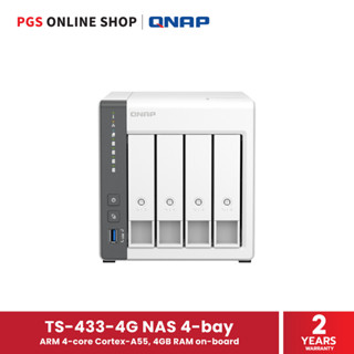 QNAP TS-433-4G NAS 4-bay, ARM 4-core Cortex-A55, 4GB RAM on-board (อุปกรณ์จัดเก็บข้อมูลบนเครือข่าย)