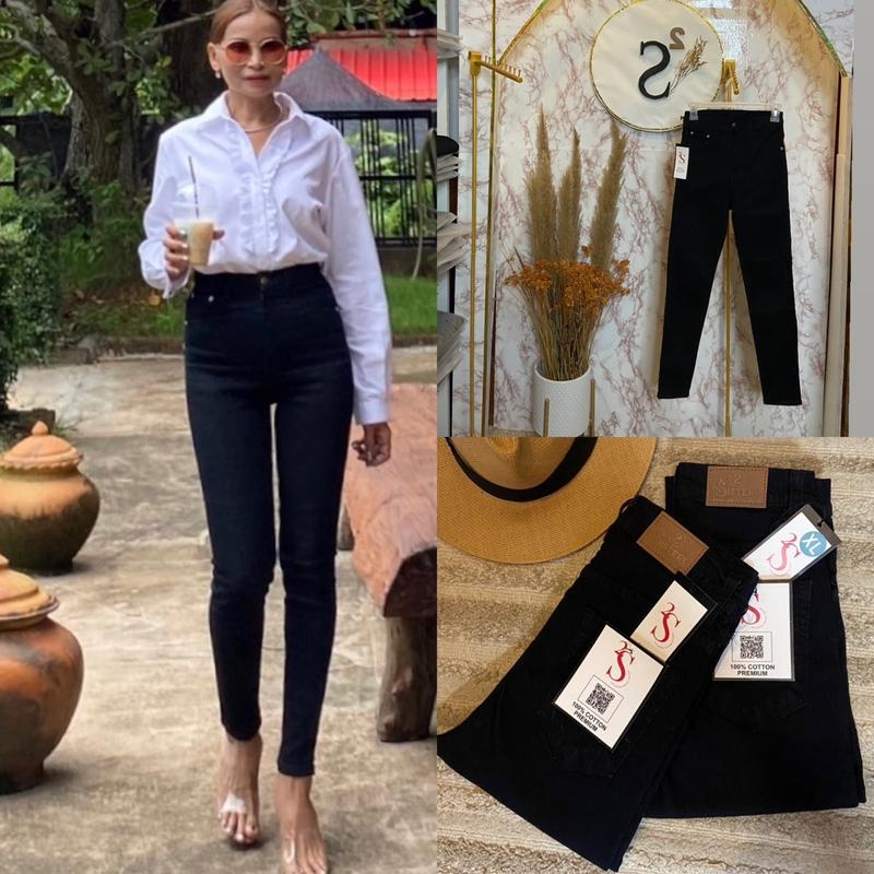 Flash Sale!🔥 2Sisters brand กางเกงยีนส์สีดำ ขาเดฟเอวสูง รุ่นขายดี เก็บหน้าท้องหุ่นเรียว