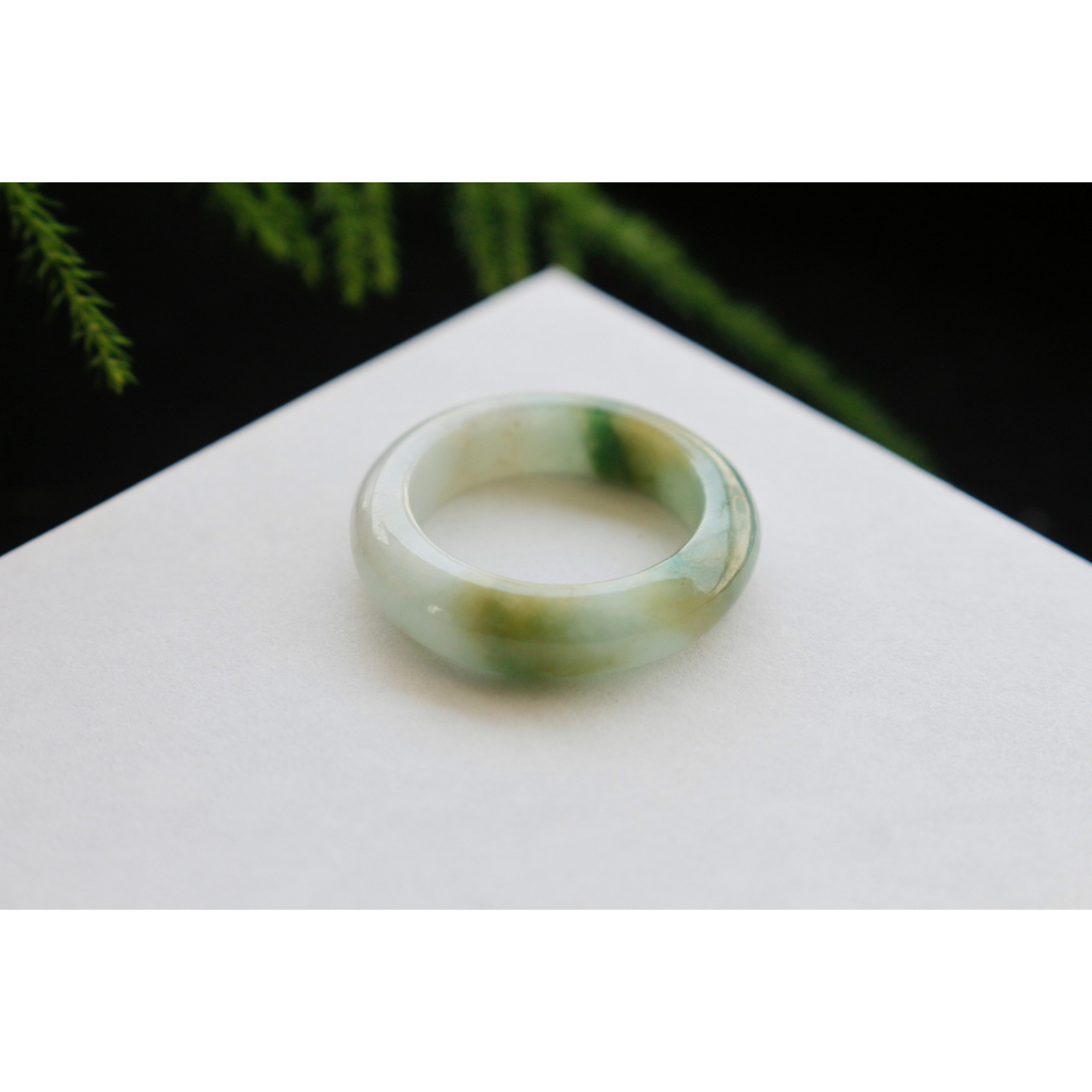 แหวนหยกฮกลกซิ่ว เบอร์ 54.5 สีธรรมชาติ Type A