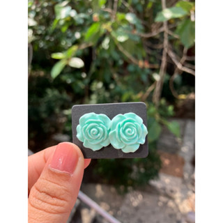 ต่างหูกุหลาบสีมิ้นน่ารัก