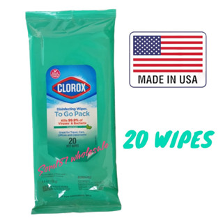 Clorox Disinfecting Wipes to go pack กระดาษเปียกฆ่าเชื้อโรค ทิชชู่เปียก, Fresh, 20-Count