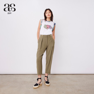 [asv ss23] Simone Sailor Pants กางเกงผู้หญิง ขายาว ดีเทลจับจีบด้านหน้า แต่งกระดุมทอง