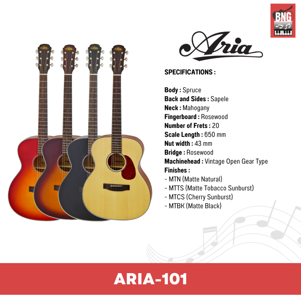 ARIA-101 กีตาร์โปร่งยี่ห้อ ARIA รุ่น 101 เสียงดีสเป๊กดีมาก