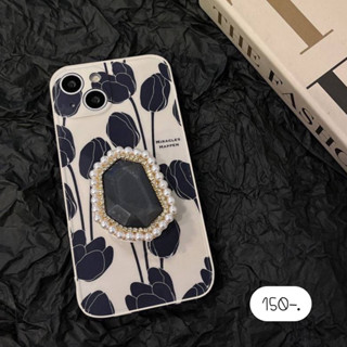 เคสหรู เคสงานหรู เคสแถมที่ติด เคสแถมGriptok 🖤เคสทิวลิปดำ+ไอริงเพชร