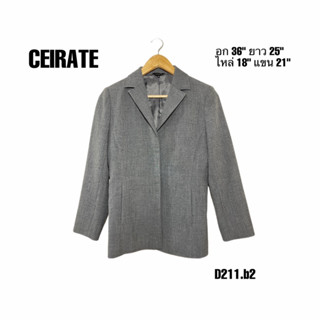 CEIRATE Suit เสื้อสูทผู้หญิงสีเทา ตัดเย็บกริบ อก 36 ยาว 25 เสริมบ่าบางๆ D211.b2