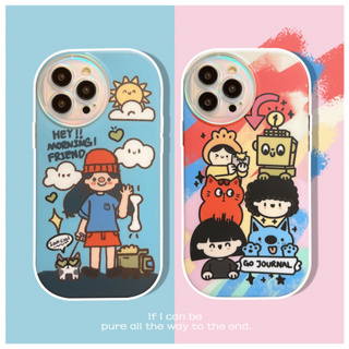 🚗สินค้ามาใหม🚗เคส 14 Pro Max 13 12 11 เคสไอโฟน iPhone 11 การ์ตูน กราฟฟิตี การต่อต้าน พกง่ายๆ การป้องกันการตก Soft Case