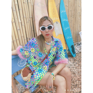 ชุดเซ็ตขาสั้น+เสื้อฟรุ้งฟริ้งลายสดใสรับซัมเมอร์