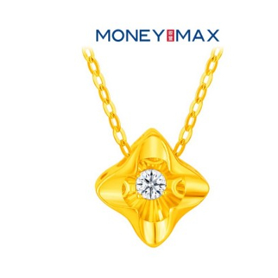 916 Love Gold Princess Four Petal Floral Necklace | Moneymax | 22K Gold Petal with Swinging CZ Necklace | NN0823