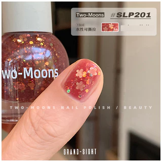 🔥Two-moons 🔥ของแท้ ยาทาเล็บสูตรพรีเมียม แบบลอกได้ สีทาเล็บ กลิตเตอร์ กึ่งเจล ขนาด10ml*1 ไม่ต้องอบ สีสวย แห้งไว SLP1