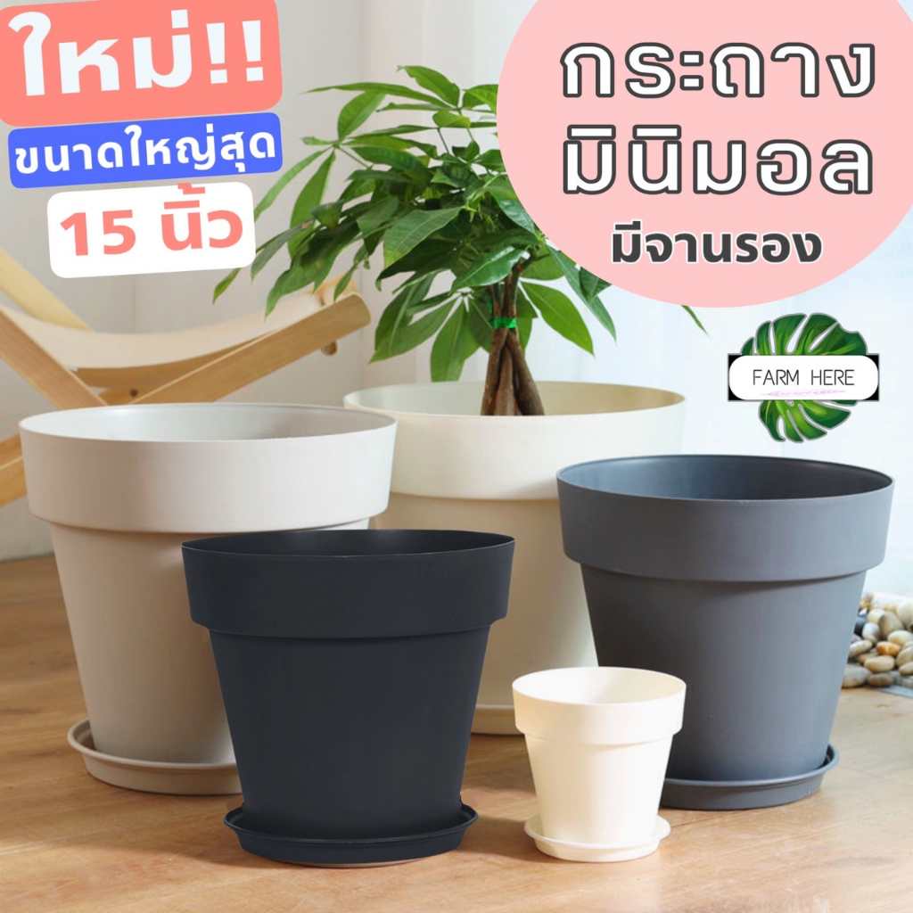 กระถางมินิมอล ทรงดินเผา สีขาว/เทา ขนาด 6-15นิ้ว เหมาะกับ ต้นไม้ทุกชนิด ตกแต่งบ้านสวน สนานหญ้า