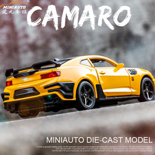 1:32 รถเหล็กหล่อขนาดเล็ก Chevrolet Camaro Transformer 15cm Sound Light Die Cast Die-Cast Miniature