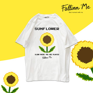 FallinnMe เสื้อยืดแขนสั้น ขาว ดำSUNFLOWER