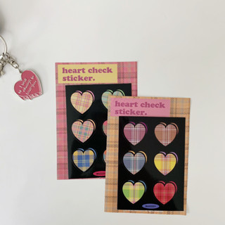 (พร้อมส่ง🌷) สติ๊กเกอร์หัวใจ Korean Ins Stickers Mazzzy Love Heart Plaid Plaid Stickers