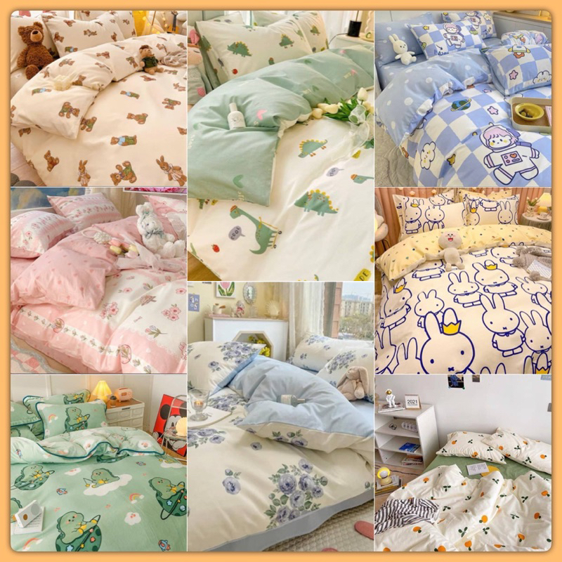ลายใหม่ ชุดผ้าปูที่นอนพร้อมผ้านวม 1ชุดมี6ชิ้น (มีบริการเก็บเงินปลายทาง)