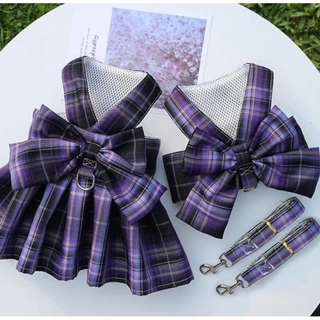(L02)เสื้อกั๊กพร้อมสายจูงลายสก๊อต (พร้อมส่งจากไทย!!) ลายสวย ราคาถูก