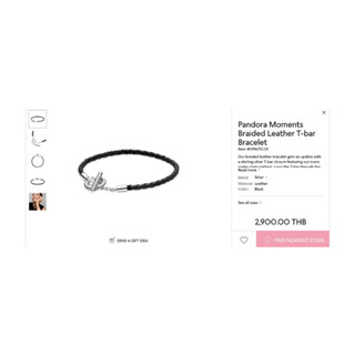 Pandora Moment Braided Leather T-bar Bracelet