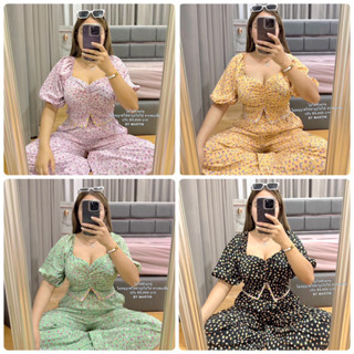 ❤️เซตดอกไม้โบวกี้ ดอกเจ้าหญิง เสื้อ+กางเกง สาวอวบ [Aila Plussize]