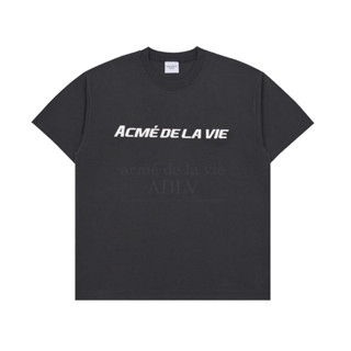 acmé de la vie SPORTY LOGO EMBROIDERY Short Sleeve T-Shirt (CHARCOAL)