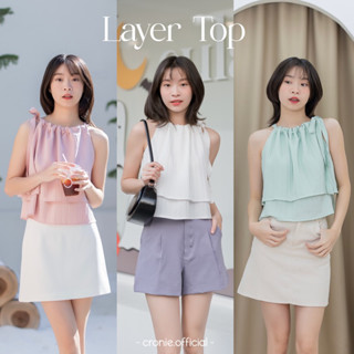 ♡ Cronie | Layer top เสื้อคอรูด โบว์ข้าง ระบาย2ชั้น ผ้าไม่ยับไม่บาง ลุกคุณที่หนึ่ง