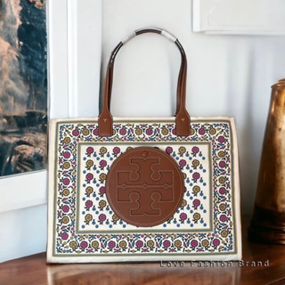 👑ผ่อน0%~แท้100%👑140093 กระเป๋าสะพาย Tory burch Ella Printed Tote Bag โทสผ้าไนล่อนใบใหญ่ งานช็อป