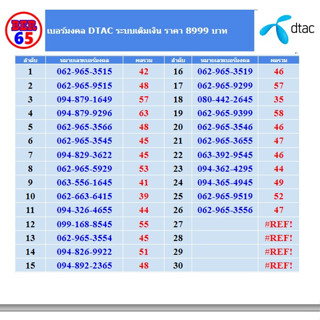 เบอร์มงคล คัดพิเศษ เครือข่าย dtac ระบบเติมเงิน ราคา 8,999 บาท