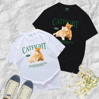 เสื้อลายแมว CATFIGHT  ทรงoversize ผ้านิ่ม ไม่ร้อน #C010