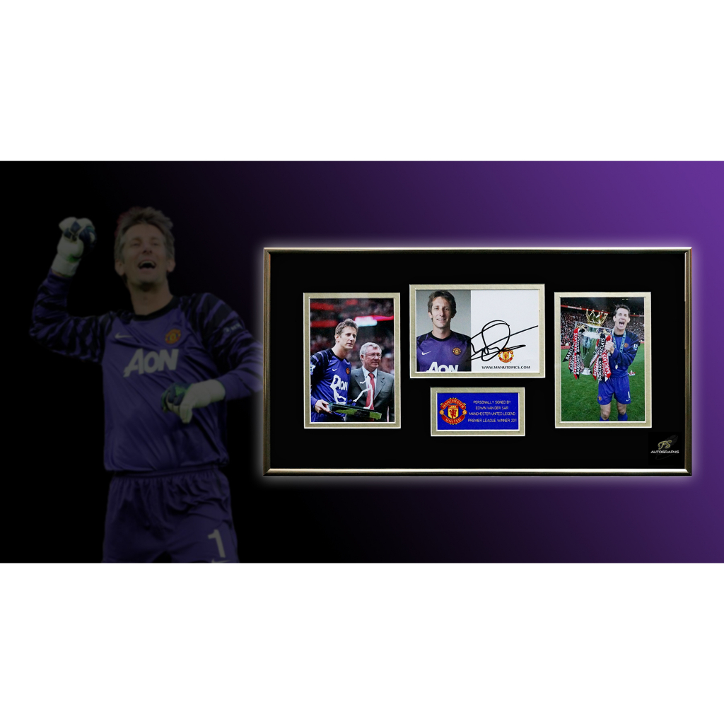 Manchester United Official Club Cards 2010/2011 พร้อมลายเซ็นจริง Edwin Van Der Sar พร้อมกรอบออกแบบพิ