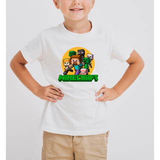 พร้อมส่งไทย เสื้อเด็ก minecraft เสื้อเกมส์ สำหรับเด็กและผู้ใหญ่ เซท D