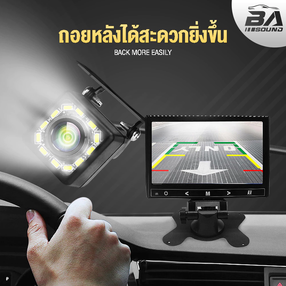 BA SOUND กล้องถอยหลัง LED 12ดวง 【กันน้ำได้】 มี 2รุ่นให้เลือก TL01/TL02 กล้องมองหลังติดรถยนต์ สำหรับใช้ดูภาพตอนถอยหลัง thumbnail 5