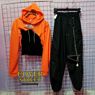 🧡coverstreet🖤 ชุดเต้น​ ชุดเต้นโคฟ​ ชุดเต้นcover​ ชุดสตรีท​ เสื้อเต้น​ กางเกงเต้น​ เสื้อสีนีออนสีส้ม