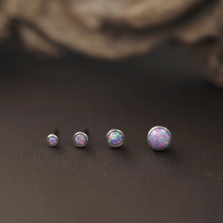 PiercingRoomByJay, Purple Opal Bazel Titanium Flat back เกรดการแพทย์