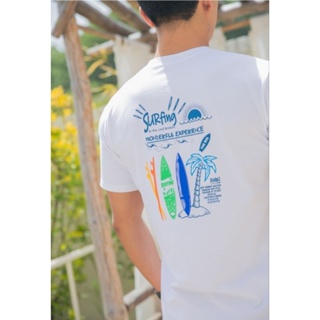 Happier than ever/เสื้อยืดโอเวอร์ไซส์สกรีนลายSurfingสีขาว/ดำ