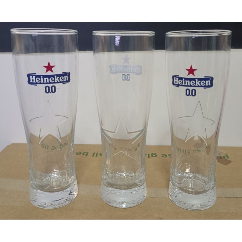 แก้วเบียร์ไฮเนเก้น 0 แอลกอฮอล์ รุ่นดาว+ตัวอักษรนูน  25 cl.งานของแท้ Heineken Star Glass