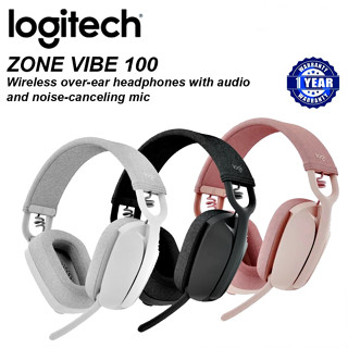 หูฟังไร้สาย Logitech ZONE VIBE 100 Wireless Over the Ear หูฟังบลูทูธไร้สาย น้ำหนักเบาแบบครอบหู พร้อมไมโครโฟนตัดเสียง